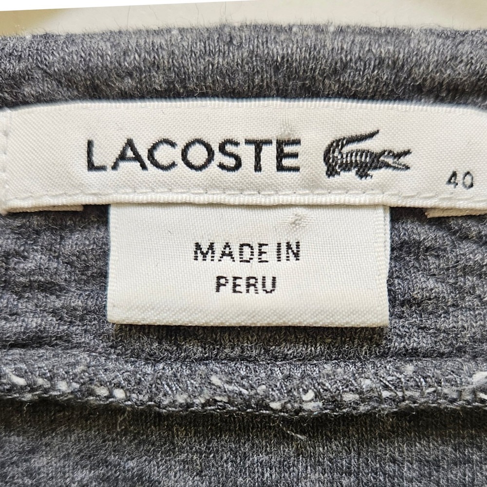 Lacoste Quilted Gray Sweatshirt Women's EU sz 40 (US Medium) Long Sleeve Pockets - Picture 6 of 12